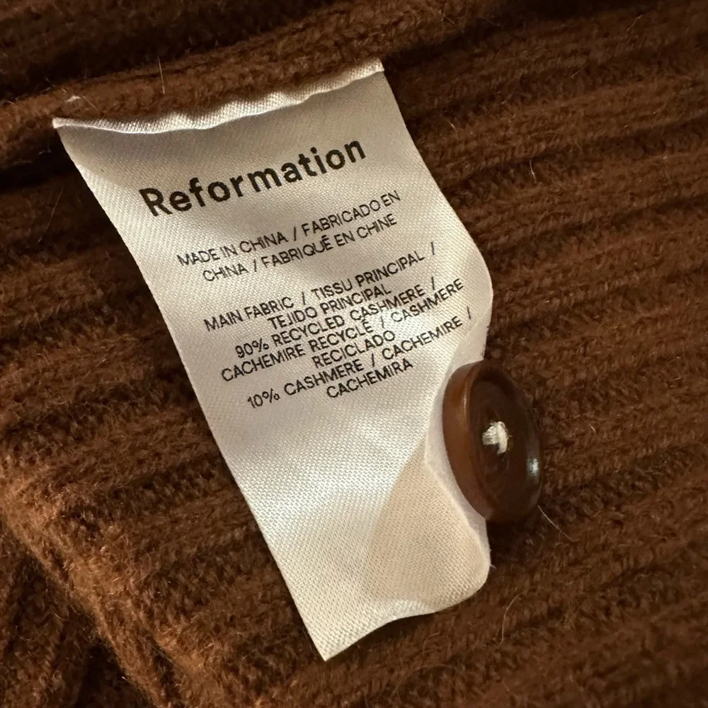 Reformation Fantino Brown Thick Cashmere Collared Shirt Cardigan Size XS - Picture 4 of 4